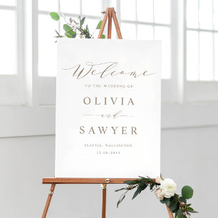 Póster Bienvenido al Boda de guiones Minimalistas de Taup