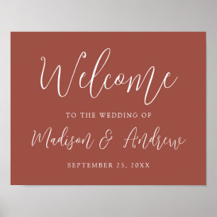 Póster Bienvenido al Boda de óxido de script simple