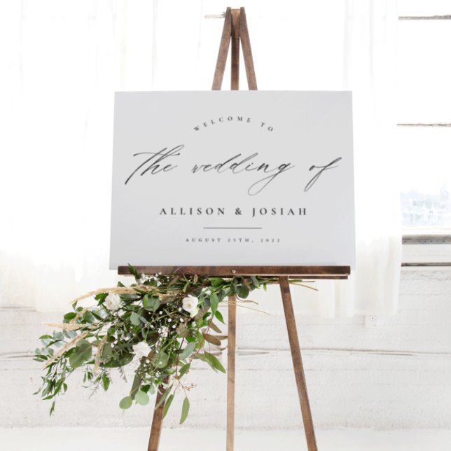 Póster Bienvenido al Boda de presupuesto blanco de script (Subido por el creador)