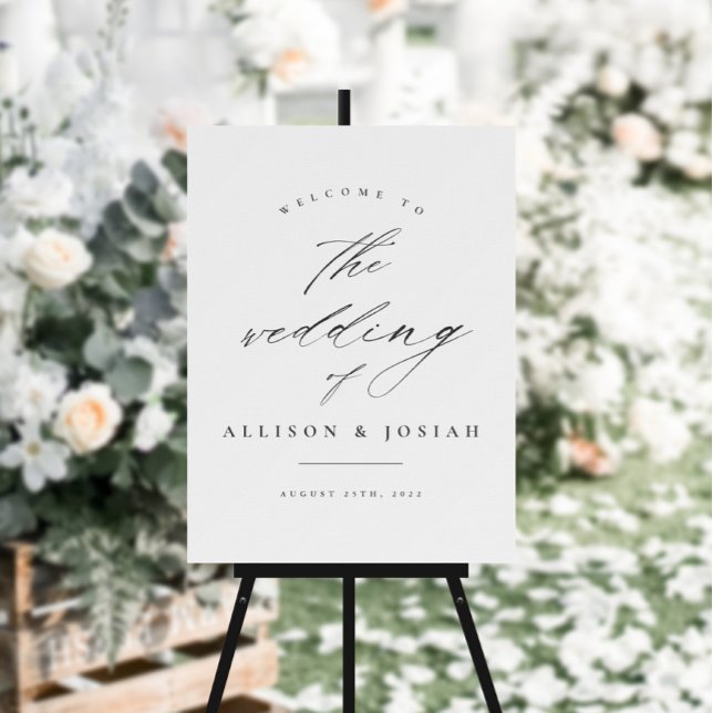 Póster Bienvenido al Boda de presupuesto blanco de script (Subido por el creador)