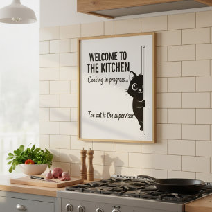 Póster Bienvenido al cartel de supervisor de gato de coci