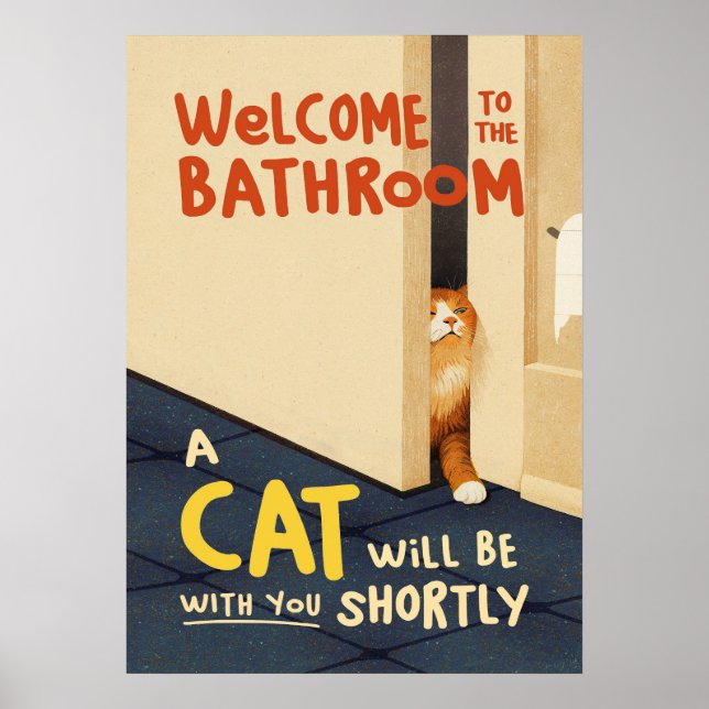 Póster Bienvenido al Gato de Baño (Frente)
