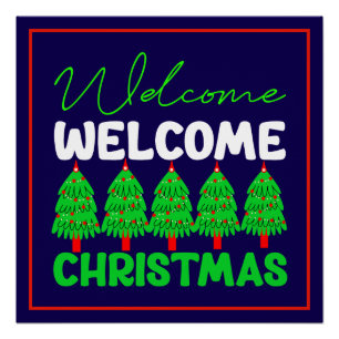 Póster Bienvenido árbol de Navidad Diseño festivo-85600