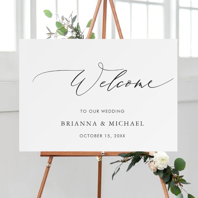 Póster Bienvenido Boda de caligrafía elegante simple (Subido por el creador)