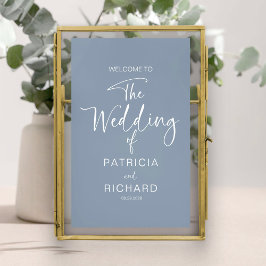 Póster Bienvenido Boda de caligrafía moderna y sencilla