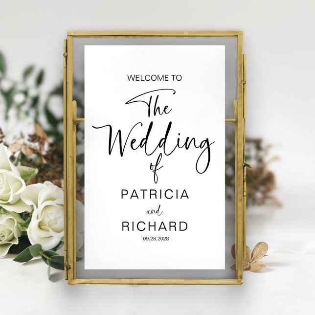 Póster Bienvenido Boda de caligrafía moderna y sencilla (Subido por el creador)