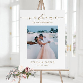 Póster Bienvenido Boda de fotografía de caligrafía elegan