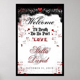 Póster Bienvenido Boda de Halloween Poster salpicadura de