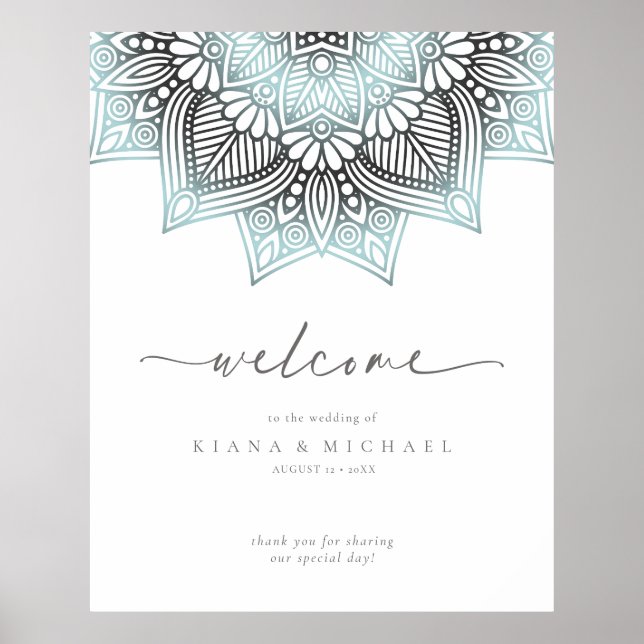 Póster Bienvenido Boda de Mandala Lace, DNI968 (Frente)
