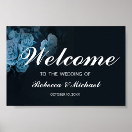 Póster Bienvenido Boda de marco geométrico simple Flora G