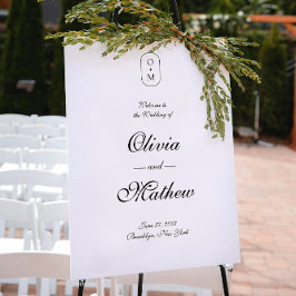 Póster Bienvenido Boda elegante de escritura formal monog