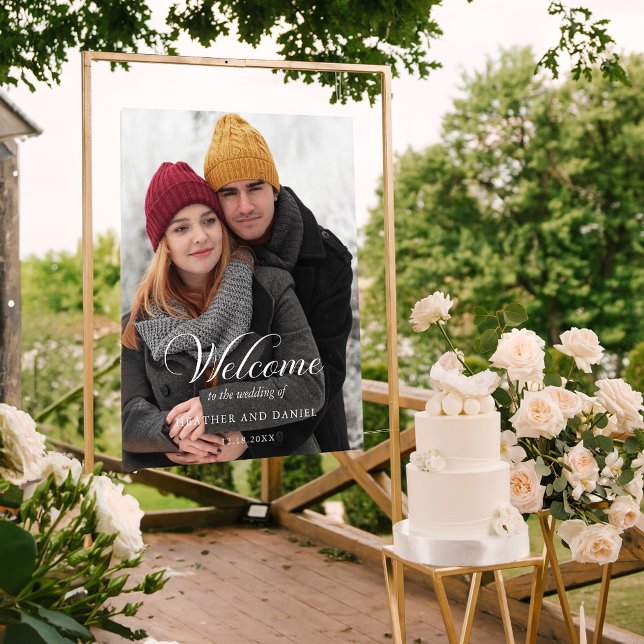 Póster Bienvenido Boda fotográfico elegante de caligrafía (Subido por el creador)