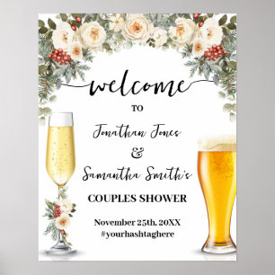 Póster Bienvenido Burbujas y Cervezas Ducha de Parejas de