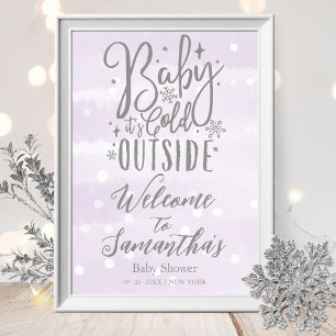 Póster Bienvenido cartel de Baby Shower 'Baby It's Cold O