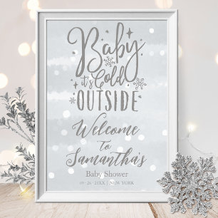 Póster Bienvenido cartel de baby shower 'Baby It's Cold O