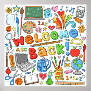 Póster Bienvenido de nuevo a la escuela