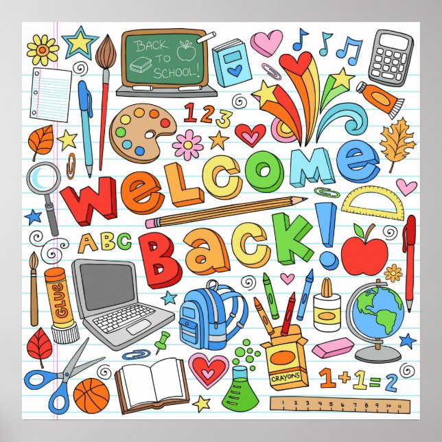 Póster Bienvenido de nuevo a la escuela (Frente)