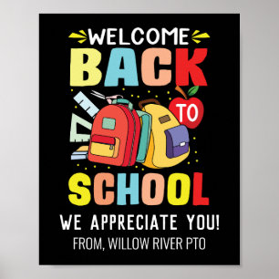 Póster Bienvenido de nuevo a la escuela - Aula brillante