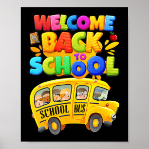 Póster Bienvenido de nuevo a la escuela  Conductor de aut