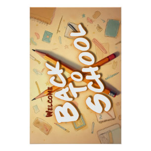 Póster Bienvenido de nuevo a la escuela – Diseño de arte