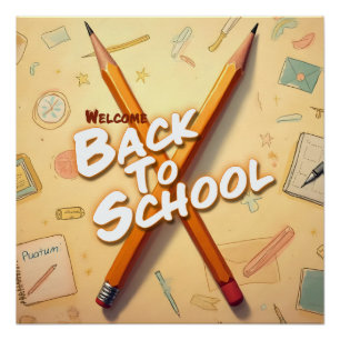 Póster Bienvenido de nuevo a la escuela – Diseño de arte