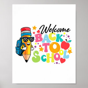 Póster Bienvenido de nuevo a la escuela divertido amor de