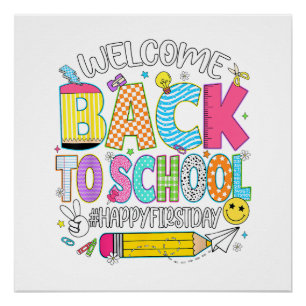 Póster Bienvenido de nuevo a la escuela Feliz primer día