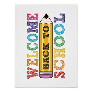 Póster Bienvenido de nuevo a la escuela – Ilustración de