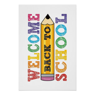 Póster Bienvenido de nuevo a la escuela – Ilustración de 