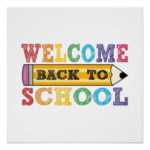 Póster Bienvenido de nuevo a la escuela – Ilustración de 