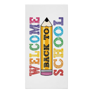 Póster Bienvenido de nuevo a la escuela – Ilustración de