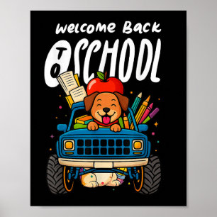 Póster Bienvenido de nuevo a la escuela Perro lindo Camió
