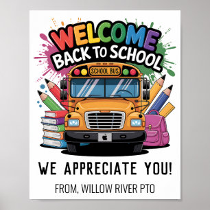 Póster Bienvenido de vuelta a la escuela - Aula brillante