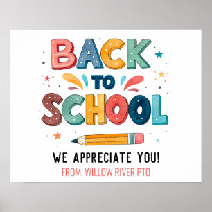 Póster Bienvenido de vuelta a la escuela - Aula brillante