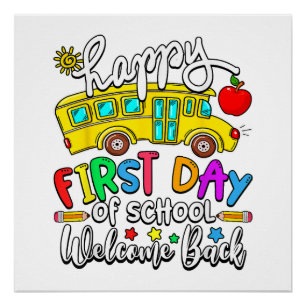 Póster Bienvenido de vuelta a la escuela feliz primer día