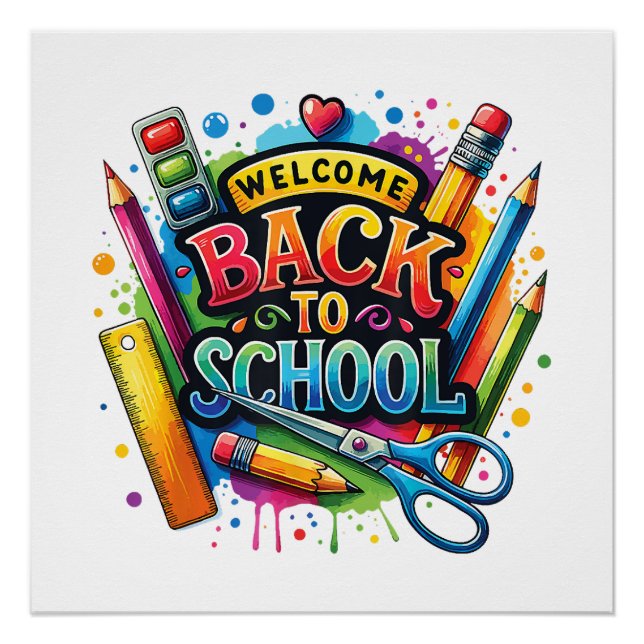 Póster Bienvenido de vuelta a la escuela, primer día de c (Anverso)