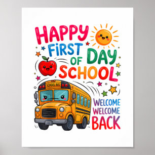 Póster Bienvenido de vuelta al colegio feliz primer día p