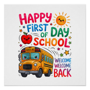 Póster Bienvenido de vuelta al colegio feliz primer día p