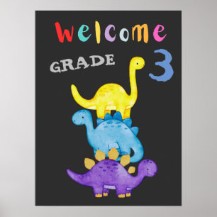 Póster Bienvenido de vuelta al tercer grado escolar