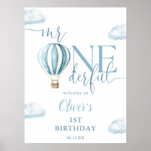 Póster Bienvenido Mr Onederful Balloon Boy cumpleaños 1