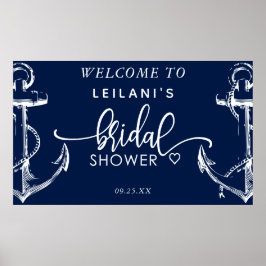 Póster Bienvenido Nautical Bridal Shower Anchor Naval