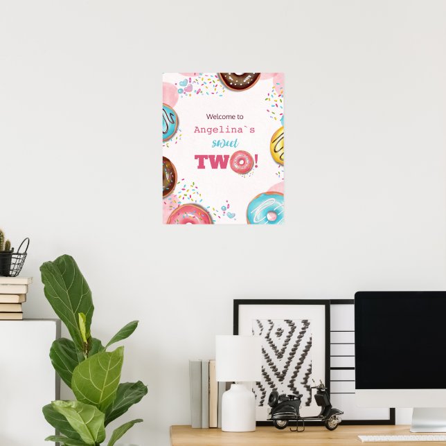 Póster "Bienvenido" para 2º cumpleaños. (Oficina en casa)