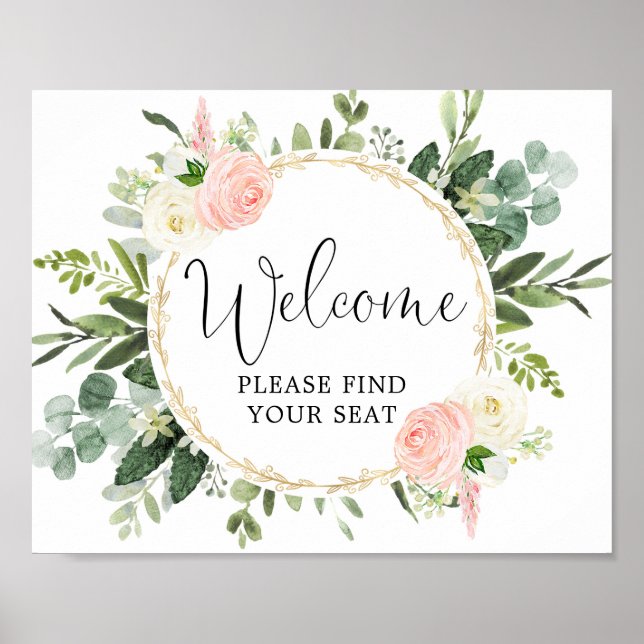 Póster Bienvenido, por favor, encuentre su signo de asien (Frente)