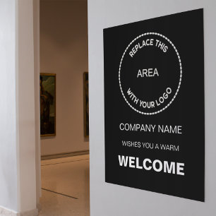 Póster Bienvenido sencillo al logotipo de la empresa negr