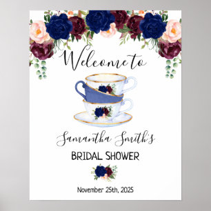 Póster Bienvenido Tea novia ducha marina marsala signo de