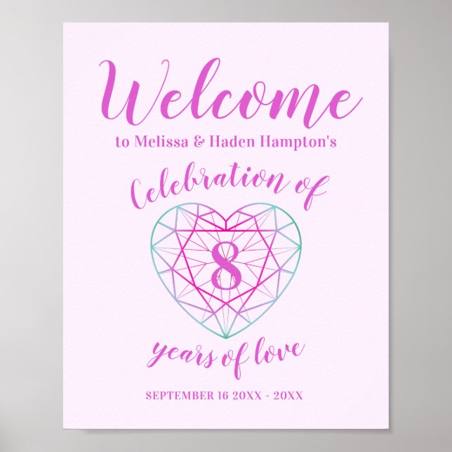 Póster Bienvenidos 8 años de amor 8 años corazón (Frente)