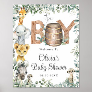 Póster Bienvenidos a Baby Shower a Animales de la Selva V