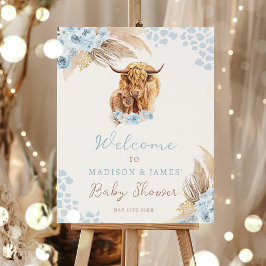 Póster Bienvenidos a Baby Shower a Boho Holy Cow Pampas
