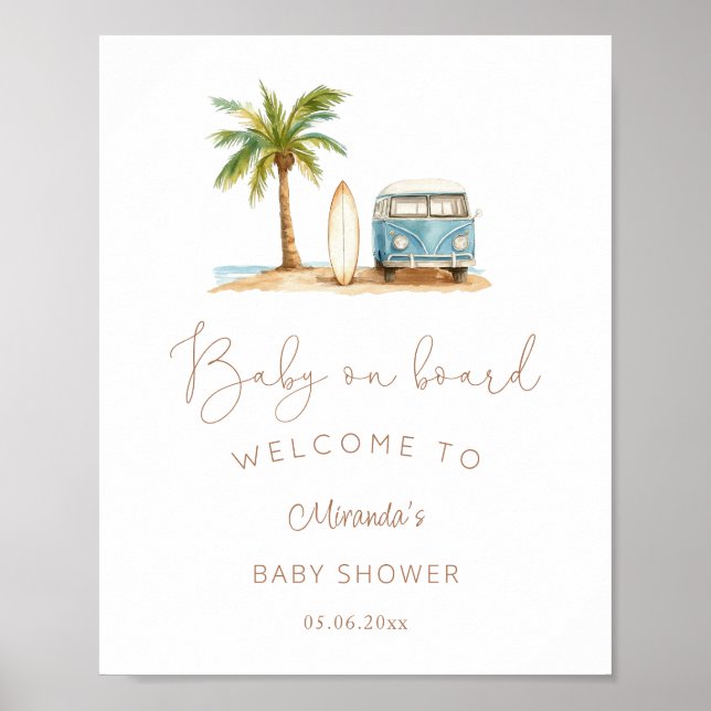 Póster Bienvenidos a Baby Shower a bordo (Frente)