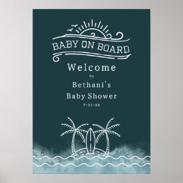 Póster Bienvenidos a Baby Shower a bordo de la pizarra ne